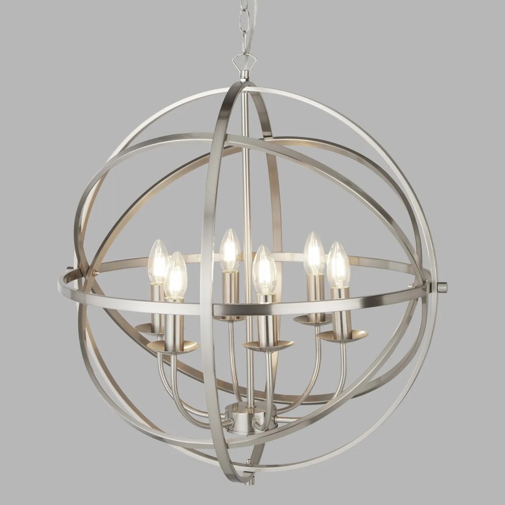 Lustra suspendata stil traditional Orbit argintiu satin 2476-6SS SRT