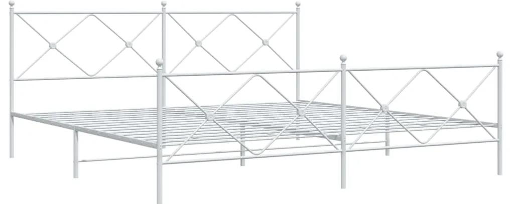 376576 vidaXL Cadru de pat metalic cu tăblie, alb, 200x200 cm