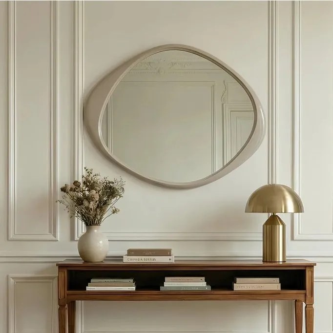 Oglinda de perete decorativa ORGANIC 90cm greige