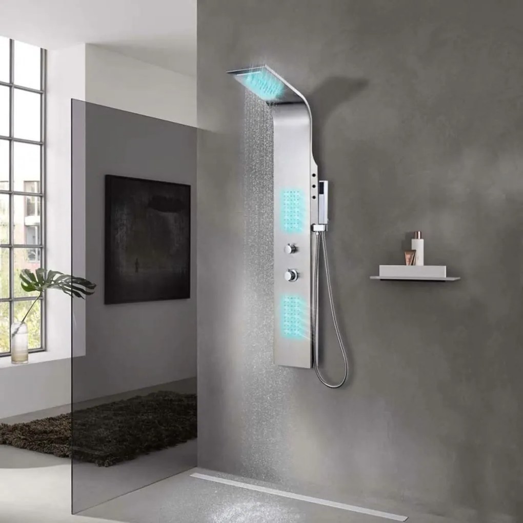 142370 vidaXL Sistem panel de duș curbat, oțel inoxidabil