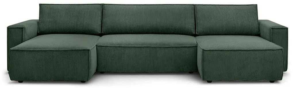 Colțar in formă de U Extensibil CLOUD, cu ladă de depozitare, 356x142x83cm, Verde-Fjord