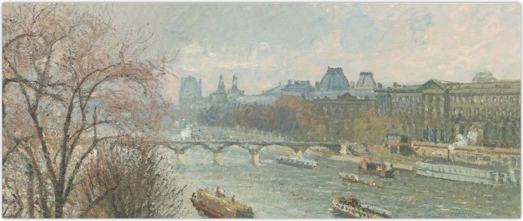 Tablou - Camille Pissarro, The Louvre, Afternoon, Rainy Weather, reproducere (120x50 cm)