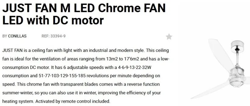 Lustra cu Ventilator si telecomanda JUST FAN M transparent