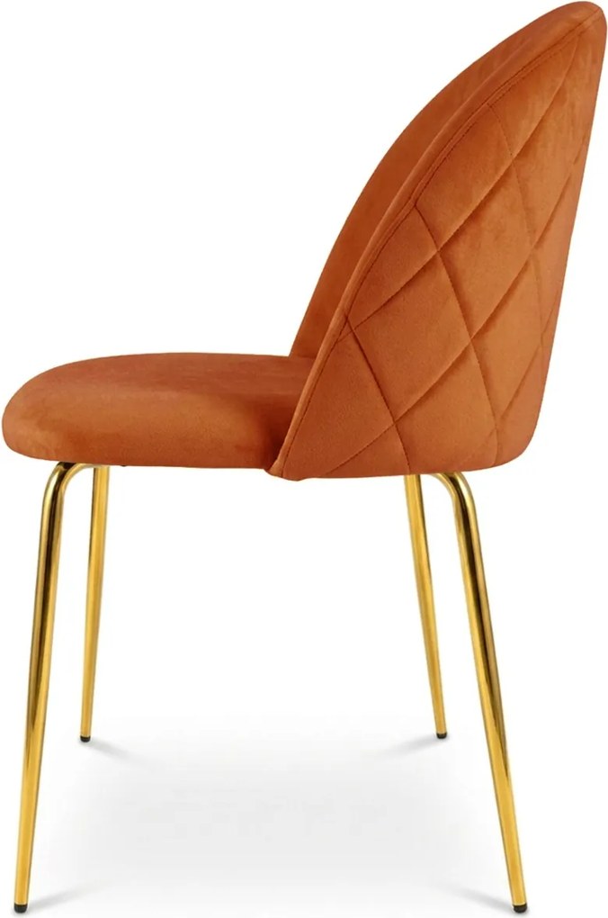Scaun bucatarie INCA VELVET din catifea cu picioare aurii, teracota