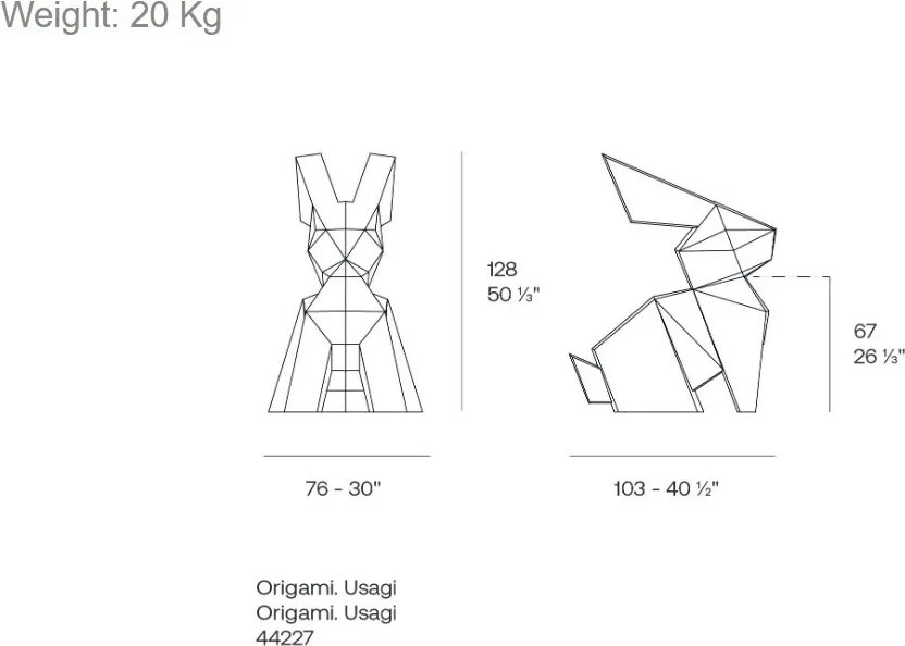 Decoratiune/ Statueta exterior sau interior ORIGAMI USAGI, mat