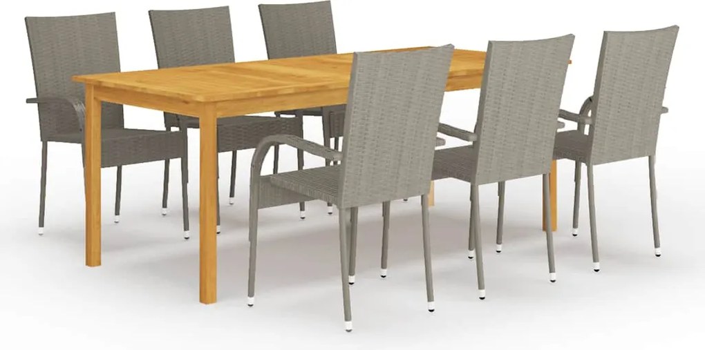 vidaXL Set mobilier pentru grădină, 7 piese, gri