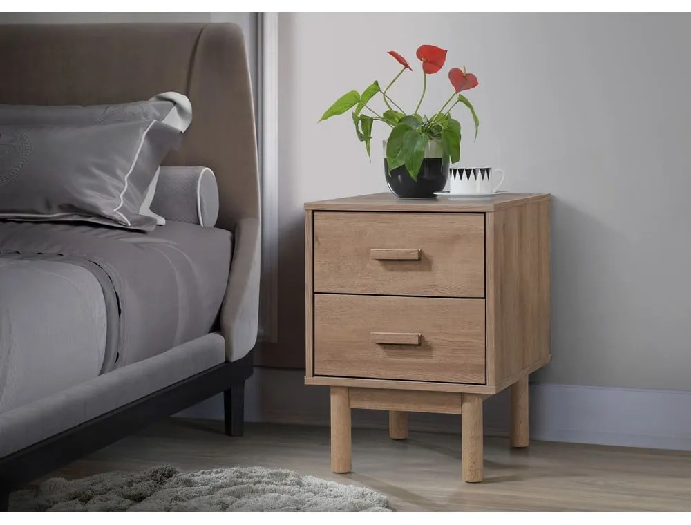 Noptieră în culoare naturală cu aspect de lemn de stejar Melanie – Støraa