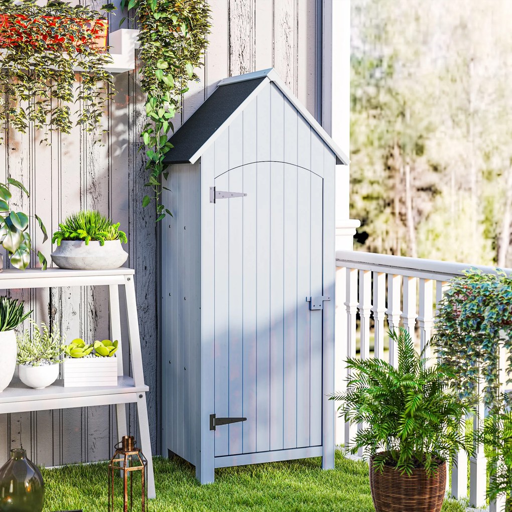 Outsunny Magazie de Scule de Gradina din Lemn Impermeabila cu Usi si Rafturi, 77.5x54.2x179.5 cm | Aosom Romania