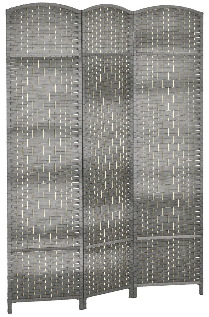 HOMCOM Paravan interior din lemn 3 panouri separator de cameră pliabil pentru sufragerie dormitor 135 x 180 cm gri | Aosom Romania
