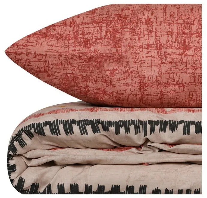 Lenjerie de pat cărămizie/maro din bumbac ranforcé pentru pat dublu/extinsă 240x220 cm Felix – Mijolnir