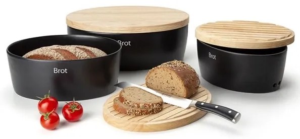 Cutie de pâine 13,5x36 cm neagră/bej Continenta C3732