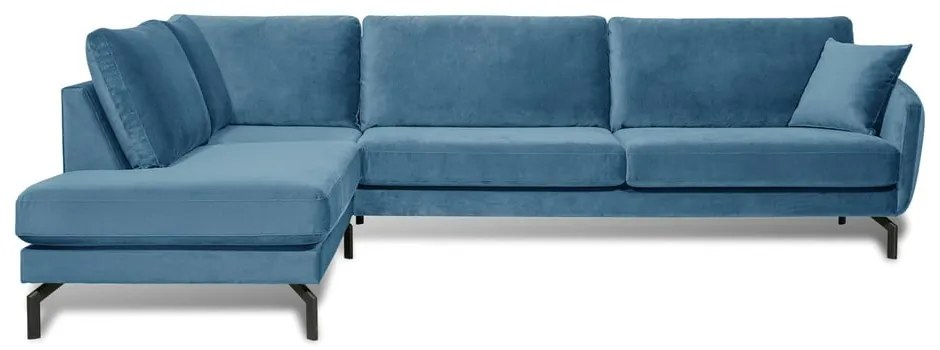 Colțar albastru din catifea (cu șezlong pe partea stângă ) Magic - Scandic