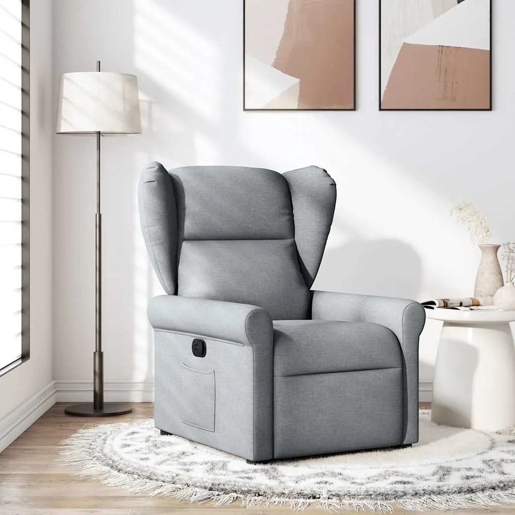 vidaXL Fotoliu rabatabil, gri deschis, material textil