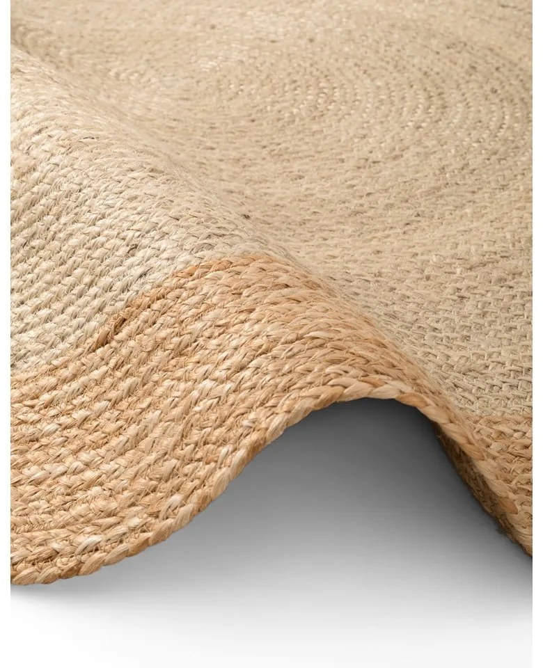 Covor fildeș reversibil, țesut manual rotund din iută ø 100 cm Jutta Ivory – Hanse Home
