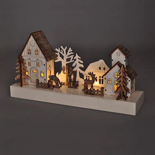 Sat de Crăciun Solight LED, 34 x 17 cm, lemn, 4LED-uri, 2x AA