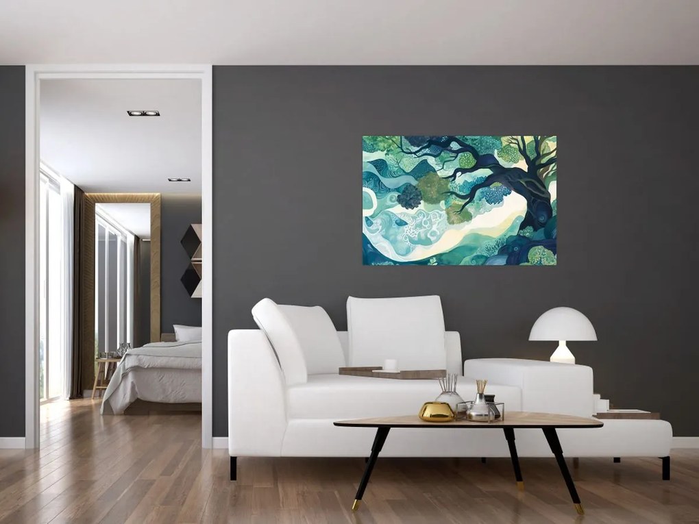 Tablou – Coroană verde a arborelui vieții (90x60 cm)