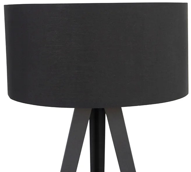 Lampă de podea neagră cu abajur negru și interior auriu - Ilse