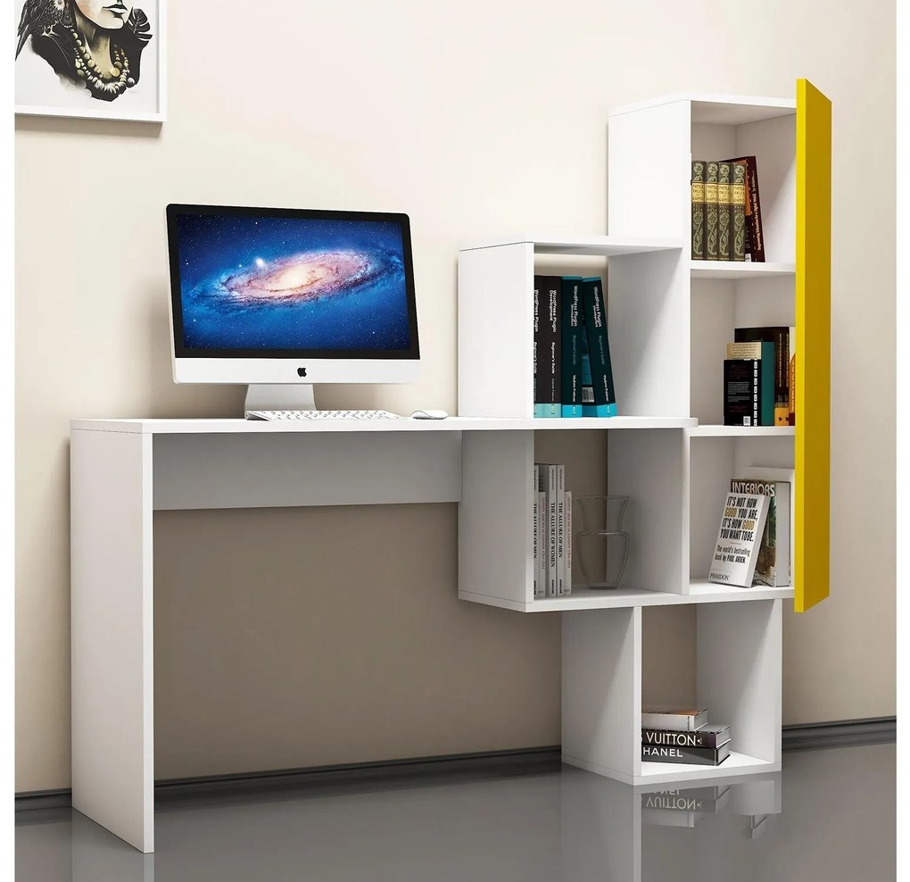 Masă PC Acai (Alb + Galben). 1088274