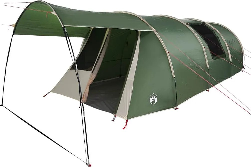 vidaXL Cort tunel pentru 4 persoane Verde și alb 740 x 370 x 220 cm