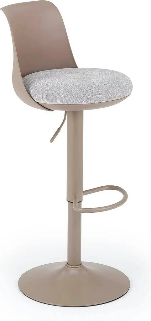 Scaun bar H127, cappuccino/gri, stofa clasica/polipropilena/metal, 40x