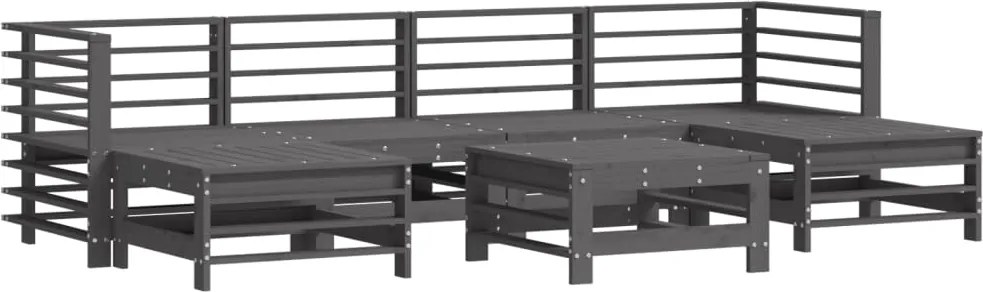 vidaXL Set mobilier de grădină, 7 piese, gri, lemn masiv de pin