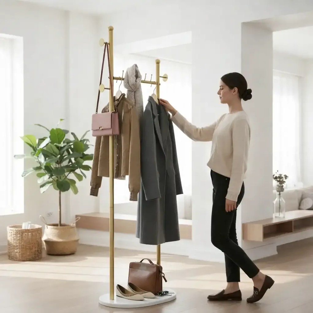 Cuier din metal ,culoare auriu,170x58 cm