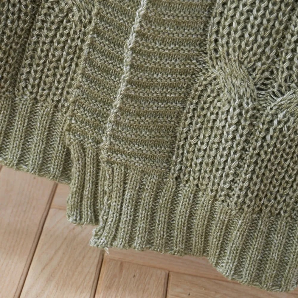 Pătură verde tricotată 130x170 cm Chunky Marl Knit – Catherine Lansfield