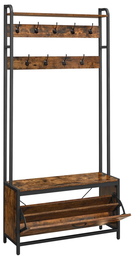 Panou de hol TAYLOR cu dulap de pantofi 180x85 cm, maro rustic