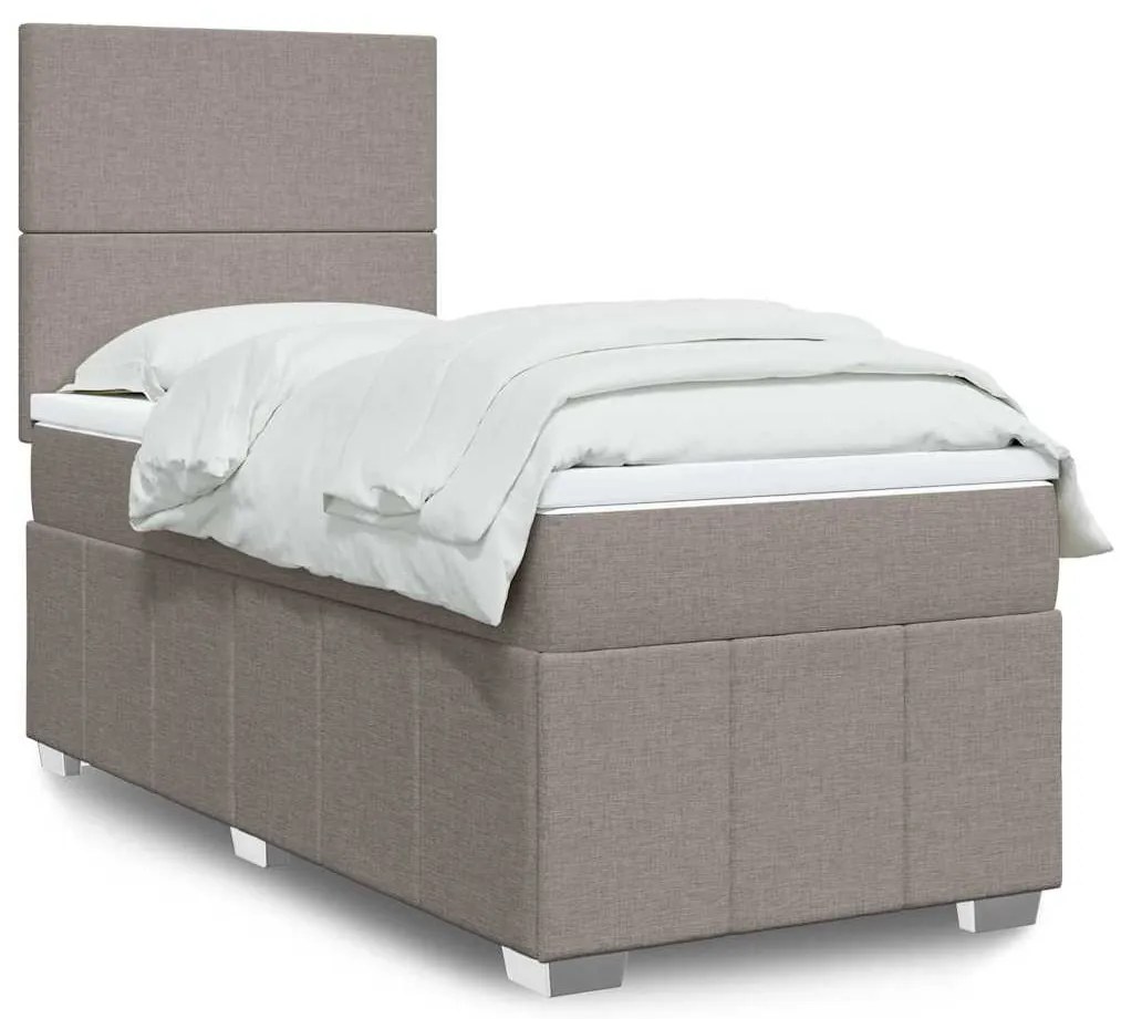 vidaXL Pat box spring cu saltea, gri taupe, 80x200 cm, textil