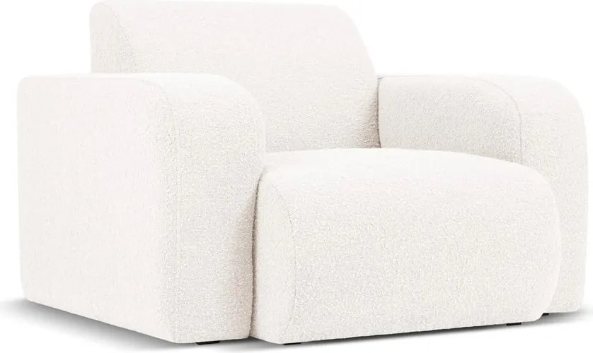 Fotoliu alb cu tapițerie din stofă bouclé Molino – Micadoni Home