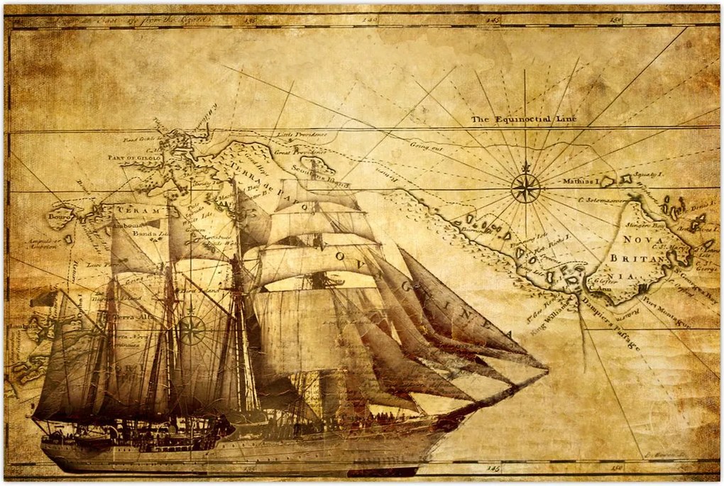 Tablou - Harta veche (90x60 cm)