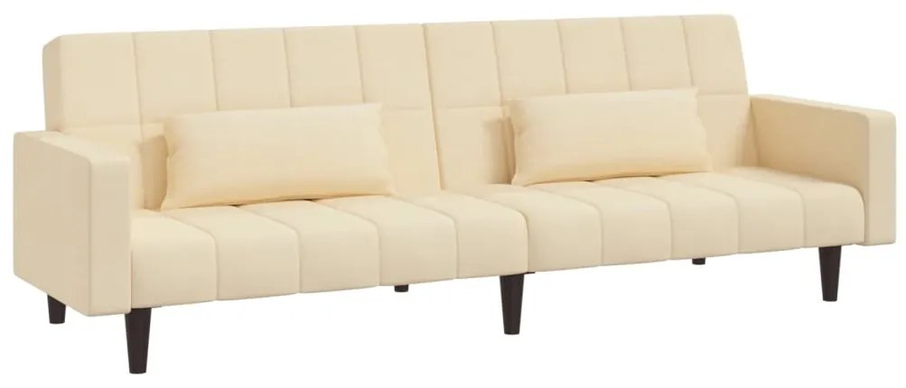 337492 vidaXL Canapea extensibilă cu 2 locuri, 2 perne, crem, textil