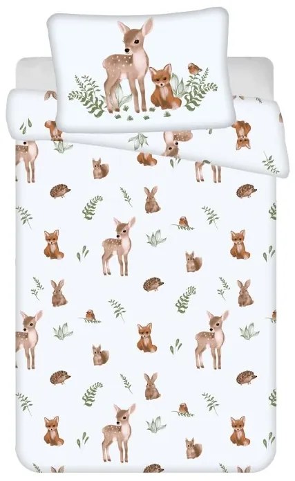 Lenjerie de pat din bumbac pentru patut FOREST ANIMALS alb Dimensiune lenjerie de pat: 40 x 60 cm | 100 x 135 cm