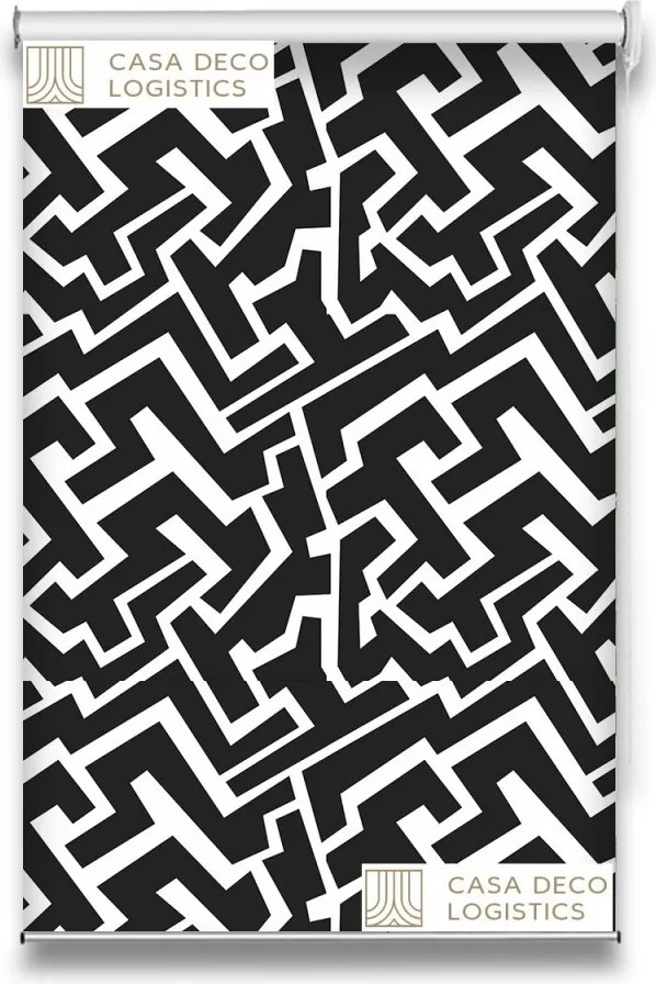 Roletă textilă Urban 4006 cu model geometric alb-negru