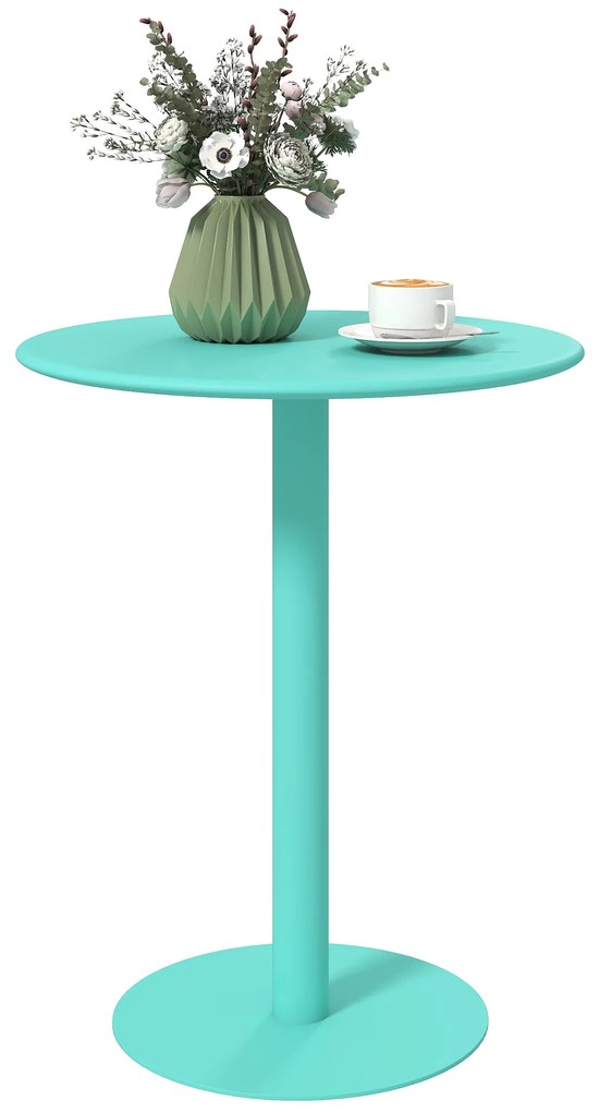 HOMCOM Masă de dining rotundă pentru 2 persoane Ø60 cm modernă cu bază rotundă cadru din oțel pentru interior și exterior verde | Aosom Romania
