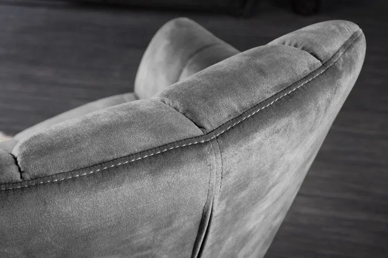 Fotoliu pivotant cu inaltime reglabila Papillon, catifea gri