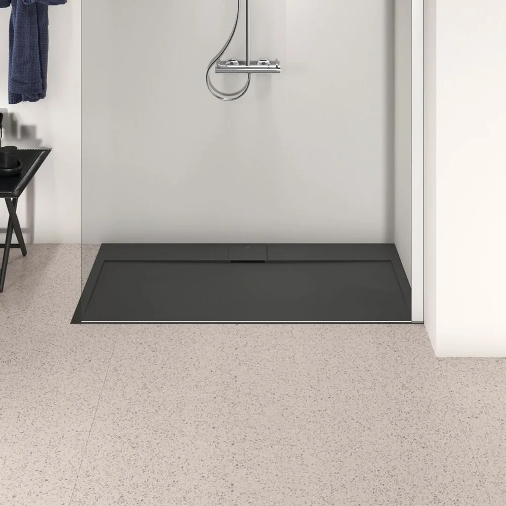 Cadita de dus dreptunghiulara Ideal Standard i.life Ultra Flat S negru intens 140x70 cm