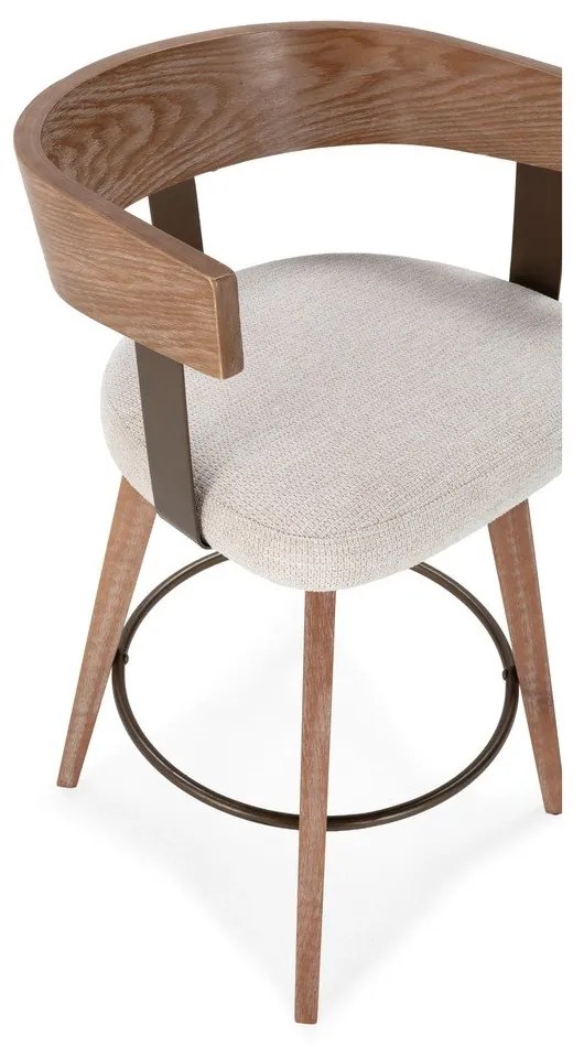 Scaune de bar crem/în culoare naturală cu cotiere 2 buc. tapițate Ilia – MOME