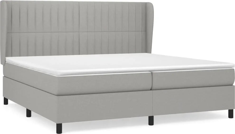vidaXL Pat box spring cu saltea, gri deschis, 200x200 cm, textil