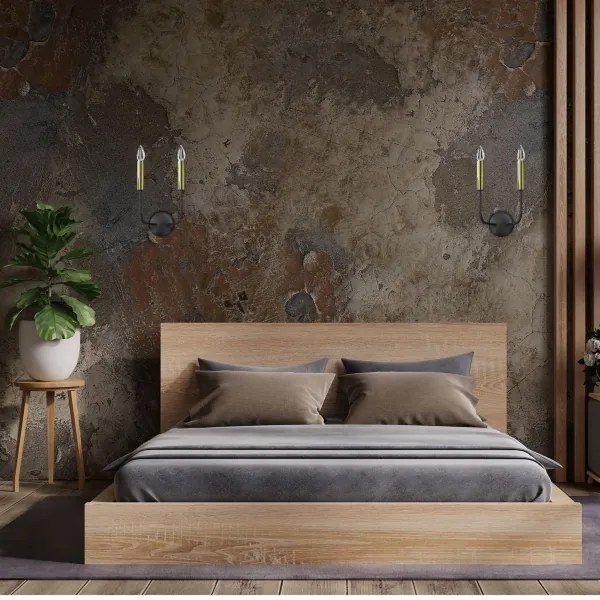 Lampă de perete AKASYA 2xE14/15W/230V negru/auriu