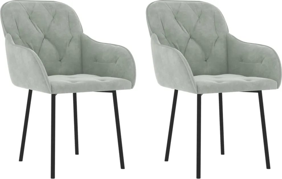 vidaXL Scaune de bucătărie, 2 buc., gri deschis, catifea