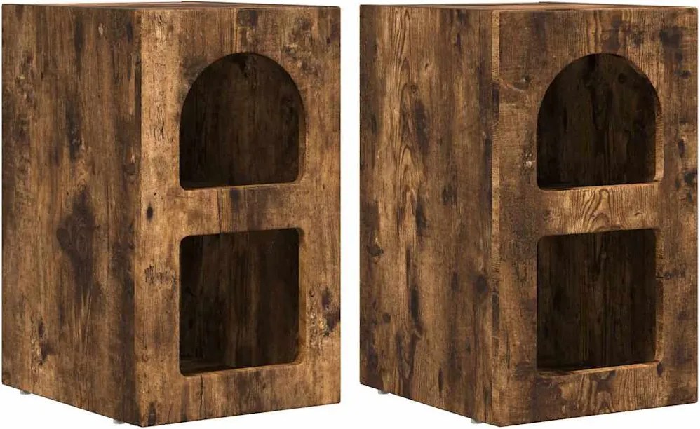 vidaXL Noptieră 2 pcs Stejar fumuriu 29,5 x 33,5 x 50 cm Lemn compozit