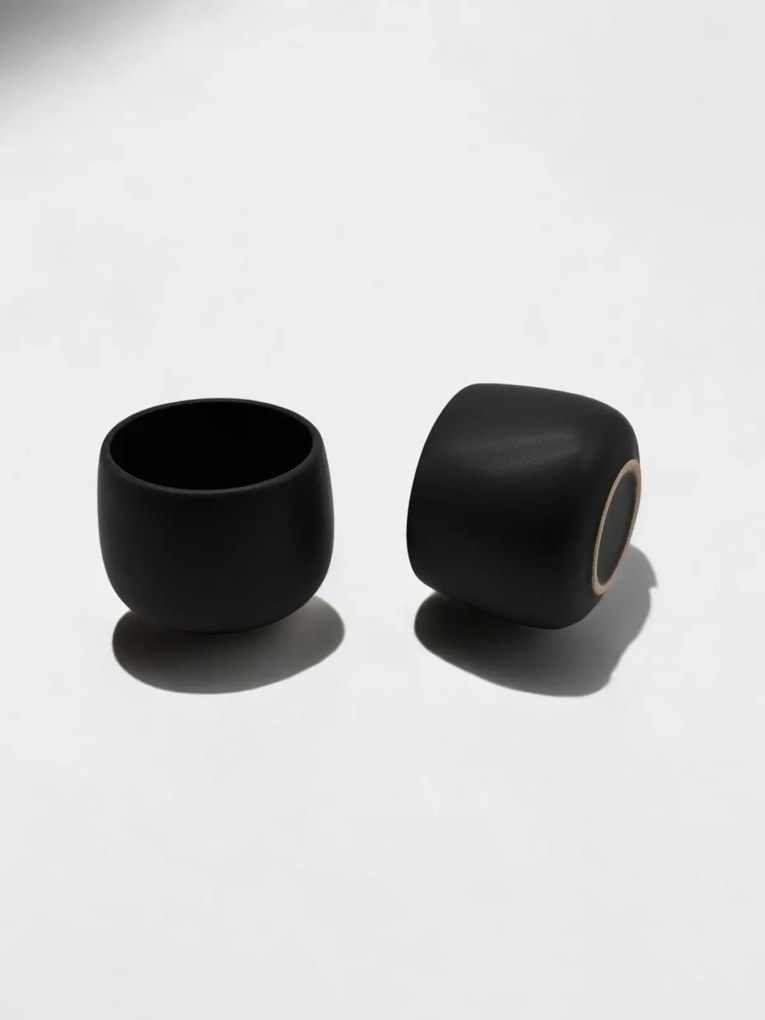 Set 2 Pahare Cafea NOVUM Vulcano Cappucino (Negru Carbon Mat 330ml) Flat White, Latte, Cappucino