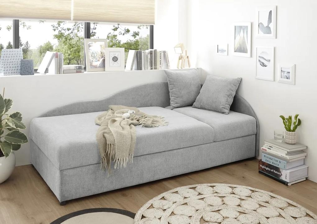 Canapea divan, Laura Silver, 75 x 95 x 201 cm, gri deschis