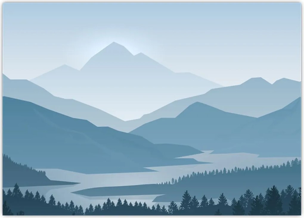 Tablou - Munții cu privirea graficeanului (70x50 cm)