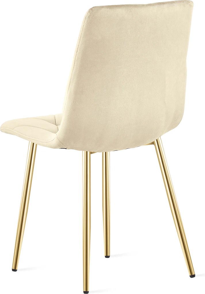 Scaun de dining catifea bej deschis LIBRA cu picioare aurii