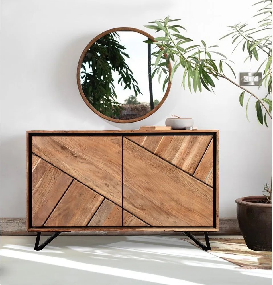 Dulap în culoare naturală din lemn de acacia 120x78x40 cm Ambala – Interia Home &amp; Living