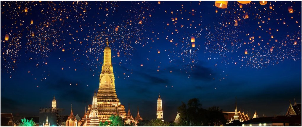 Tablou - Lampioane norocului, Bangkok (120x50 cm)