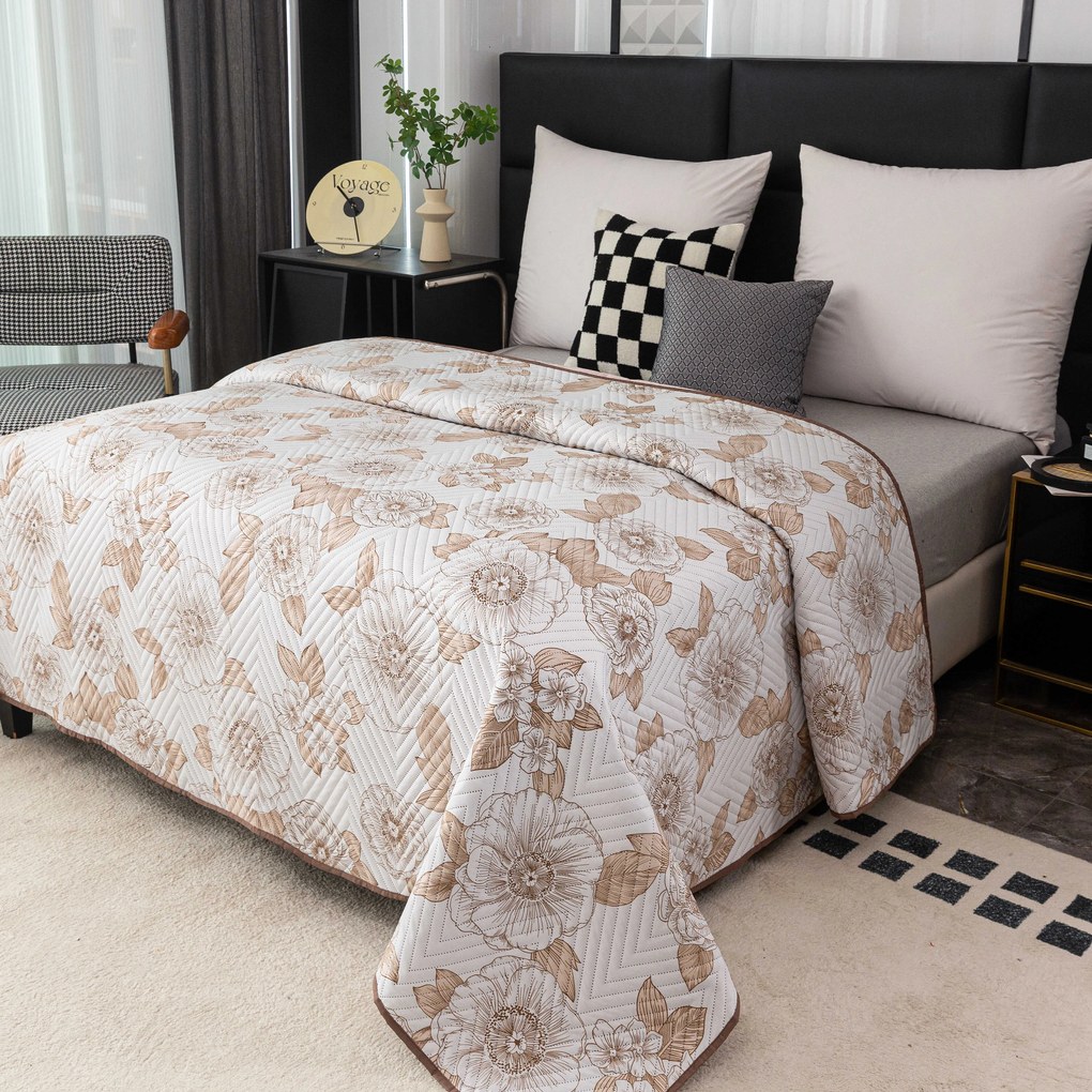 Cuvertura de pat PETALIS crem / maro Dimensiune: 220 x 240 cm