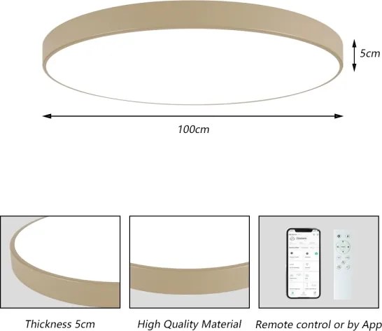 Brilagi-LED Lampă LED dimabilă POOL SMART, 128W, 230V, 100 cm, bej, Wi-Fi Tuya + telecomandă